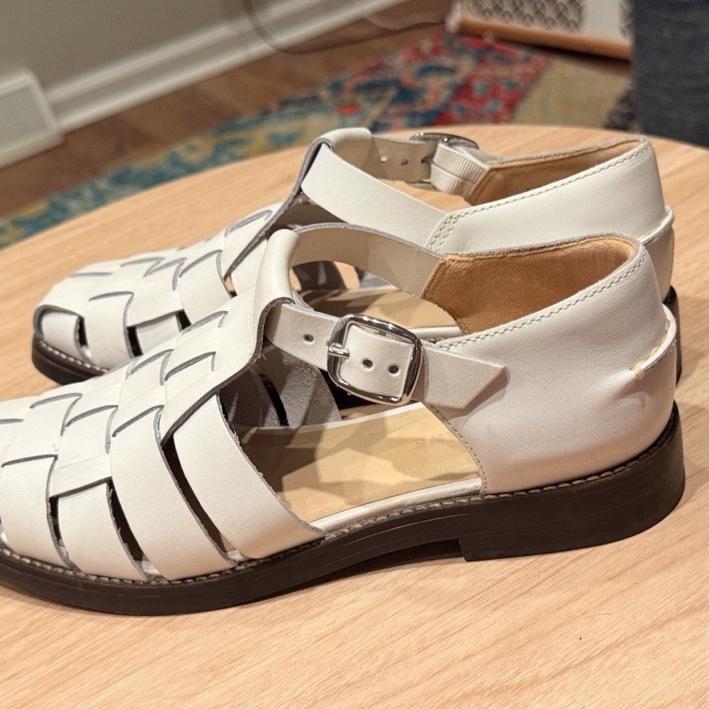 Everlane Womens WHITE Leather Adjustable Fisherman Sandals Shoe Size 8 - Picture 7 of 11